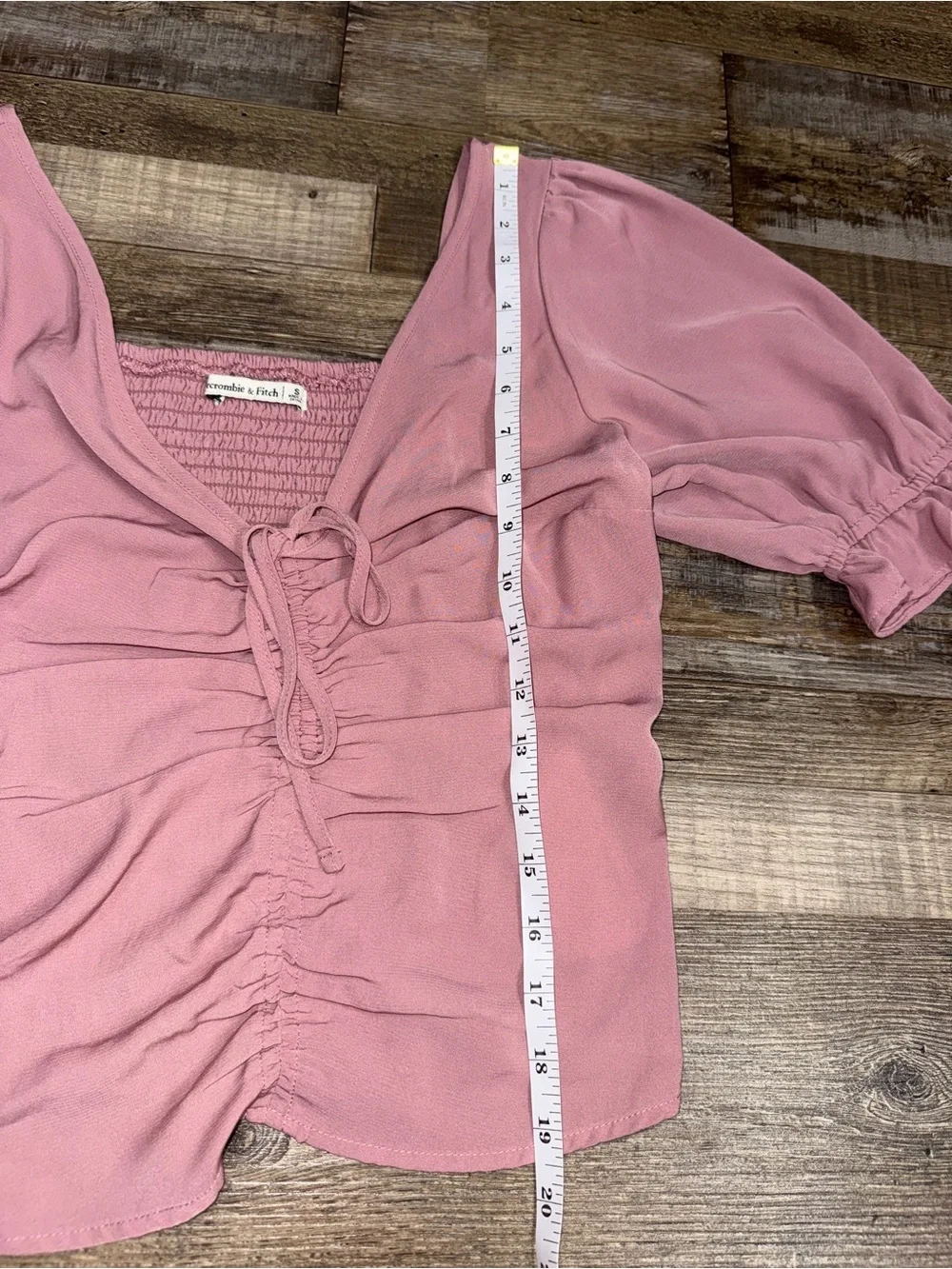 Abercrombie Fitch Dusty Rose Cinched Front Puff Sleeve Smocked Top‎ Small